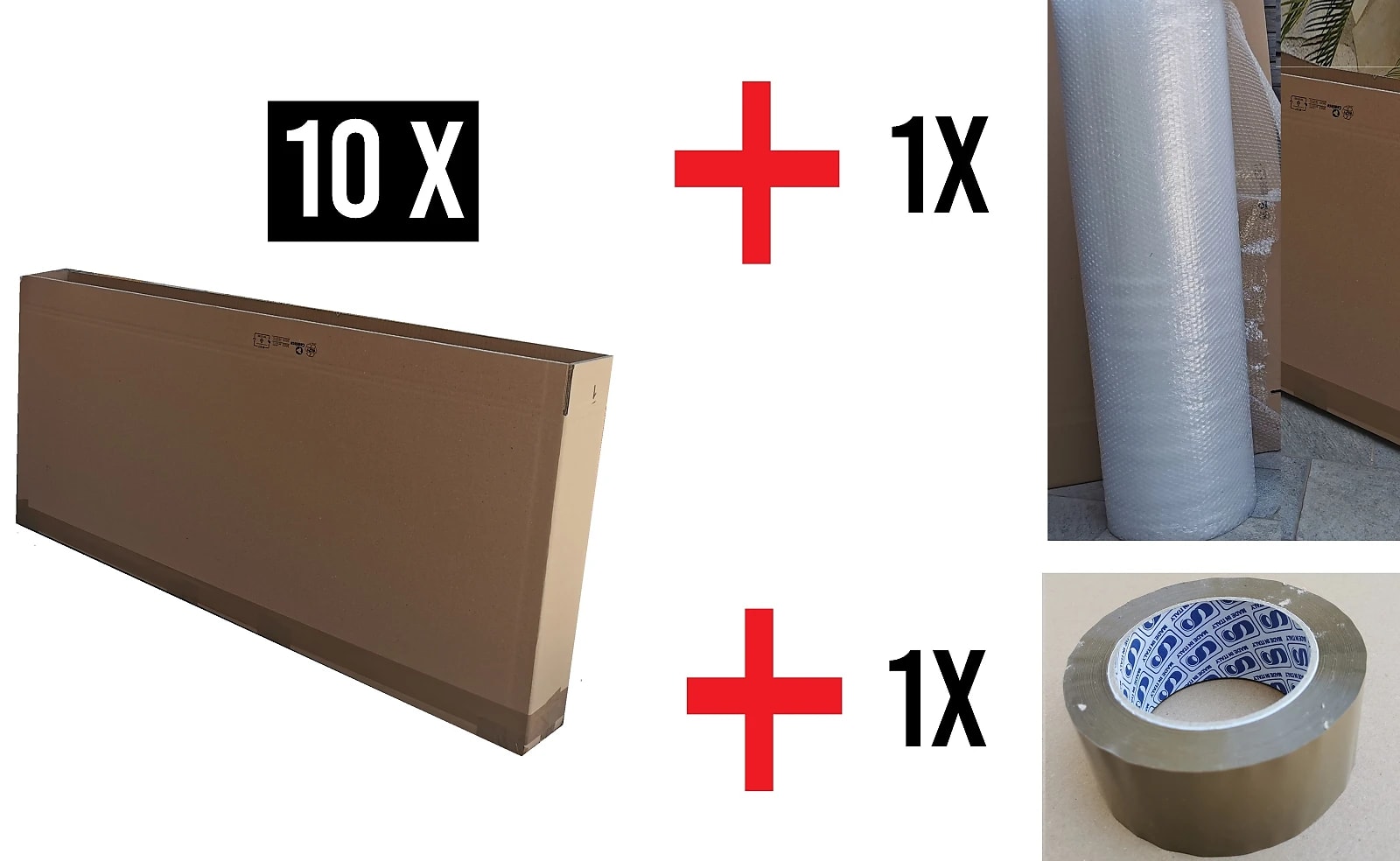 10x Shipping Box + 1x Pluriball + 1xScotch Tape to pack your instrument guitar or bass